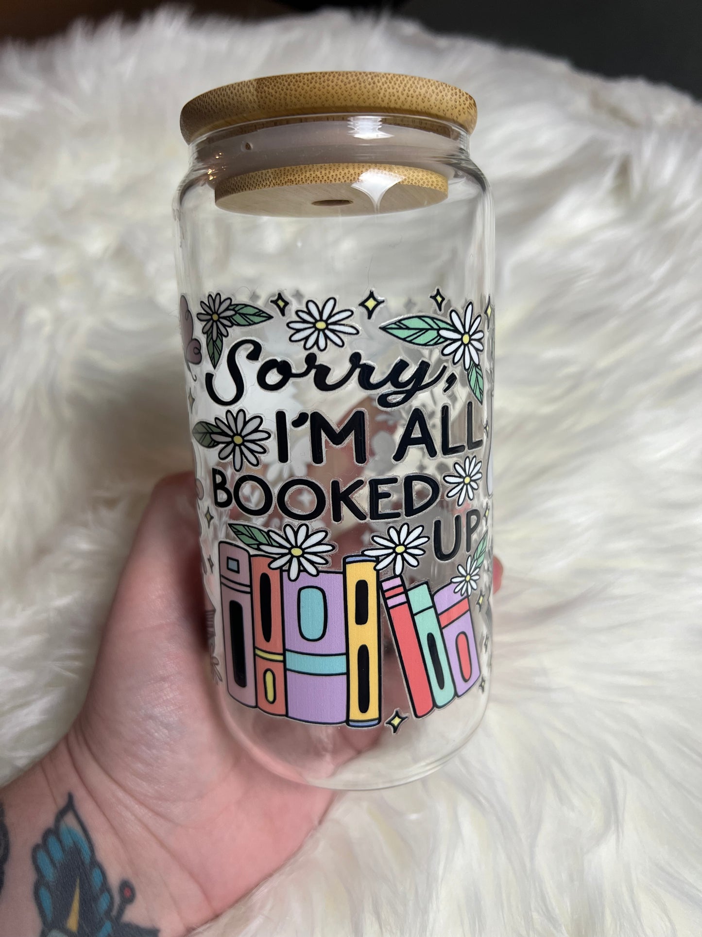 All Booked Up Glass Cup