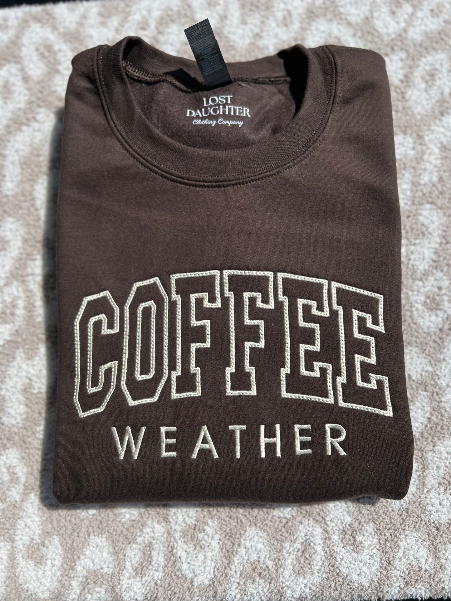Coffee Weather Embroidered Crewneck