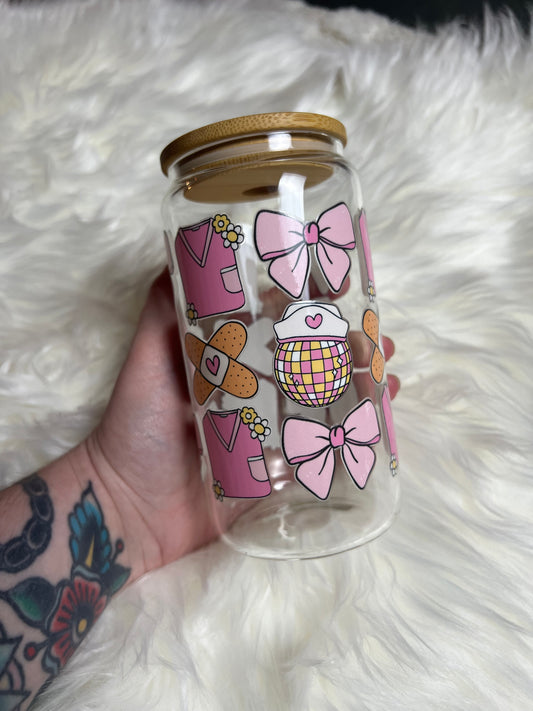 Bandaids & Bows Glass Cup