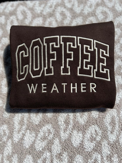 Coffee Weather Embroidered Crewneck
